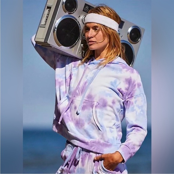 Free People Movement Work It Out Tie Dye Hoodie Blue Purp Size XS $78 Retail NWT - Picture 5 of 10